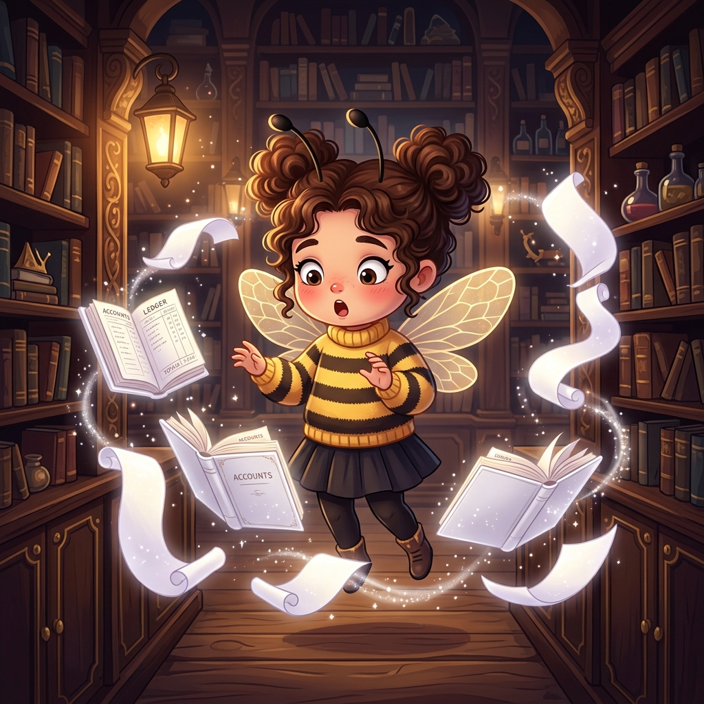Mia l'abeille comptable face aux comptes de tokens